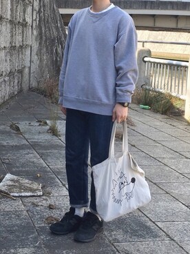 「GAP（ギャップ）のアイテム（スウェット、グレー系）」を使った、reeeeoさん（メンズ・168cm）の春コーディネート