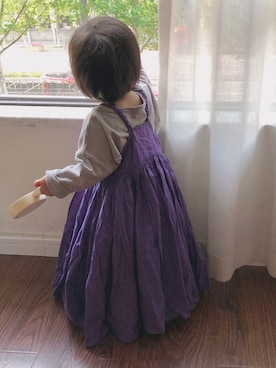 「アイテム（スカート）」を使った、肉叽叽肉叽叽さん（キッズ・70cm）の春コーディネート