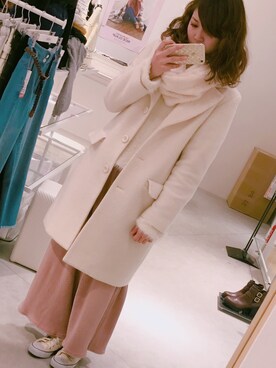 「one after another NICE CLAUP（ワンアフターアナザーナイスクラップ）のアイテム（チェスターコート）」を使った、ひまりんさん（レディース・161cm）の冬コーディネート