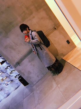 「学校」｜「アイテム（ハンチング/ベレー帽）」を使った、りーのーさん（レディース・155cm）の冬コーディネート