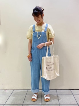 「ehka sopo（エヘカソポ）のアイテム（サロペット/オーバーオール）」を使った、___ayn21さん（レディース・158cm）の夏コーディネート