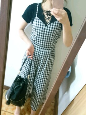「SELECT.（セレクト）のアイテム（つなぎ/オールインワン）」を使った、Ayaさん（レディース・156cm）の夏コーディネート
