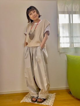 「だぼだぼ」｜「アイテム（アクセサリー）」を使った、ありさん（レディース・150cm）の夏コーディネート