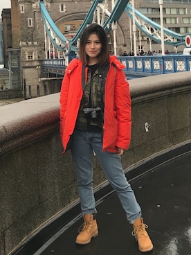 「Dickies（ディッキーズ）のアイテム（ダウンジャケット/コート）」を使った、catsopさん（レディース・165cm）の冬コーディネート