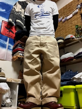 「Buzz Rickson's（バズリクソンズ）のアイテム（Tシャツ/カットソー）」を使った、ふじばさん（メンズ・168cm）の春コーディネート