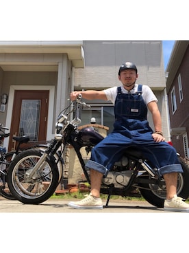 「アメカジスタイル」｜「アイテム（オールインワン・サロペット）」を使った、ふじばさん（メンズ・168cm）の春コーディネート