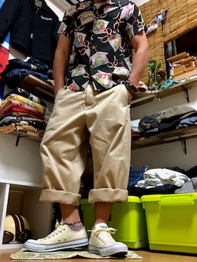 「Buzz Rickson's（バズリクソンズ）のアイテム（チノパンツ）」を使った、ふじばさん（メンズ・168cm）の夏コーディネート