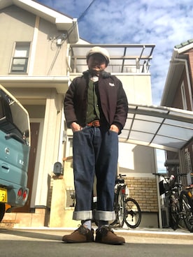 「アメカジスタイル」｜「アイテム（その他アウター）」を使った、ふじばさん（メンズ・168cm）の冬コーディネート