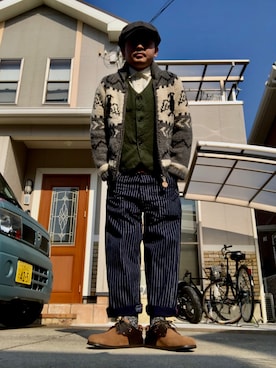 「アメカジスタイル」｜「アイテム（その他アウター）」を使った、ふじばさん（メンズ・168cm）の冬コーディネート