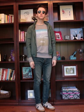 「Saint Laurent」｜「アイテム（ナイロンジャケット）」を使った、chipskylurkさん（メンズ・183cm）の冬コーディネート