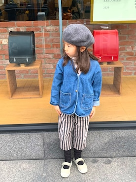 「5歳」｜「アイテム（デニムジャケット）」を使った、 kamomachさん（キッズ・110cm）の冬コーディネート