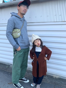 「Handmade（ハンドメイド）のアイテム（サロペット/オーバーオール）」を使った、 kamomachさん（キッズ・110cm）の秋コーディネート