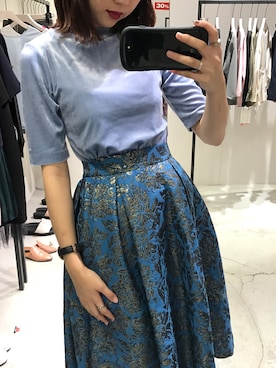 UNITED TOKYO ベロアスカート カラースキームプリーツスカート(1 BLUE): : ウィメンズ｜UNITED