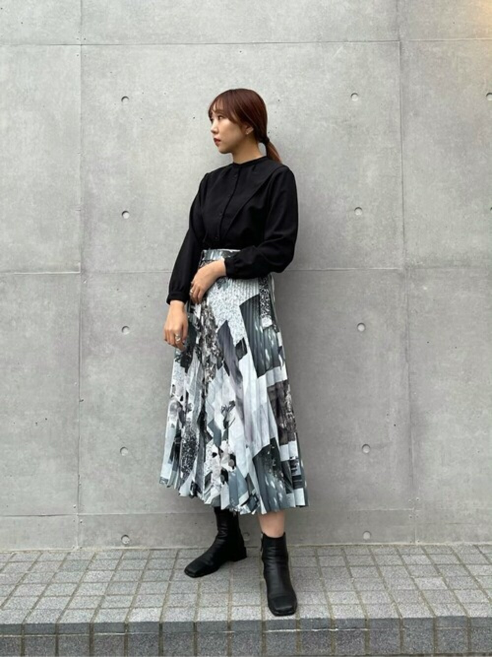 Yuki Kagayaさんの「フォトコラージュプリーツスカート（UNITED TOKYO）」を使ったコーディネート