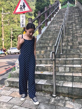 「TAIPEI」｜「アイテム（オールインワン・サロペット）」を使った、HYR1990さん（レディース・158cm）の秋コーディネート
