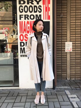 「大阪」｜「アイテム（トレンチコート）」を使った、HYR1990さん（レディース・158cm）の秋コーディネート