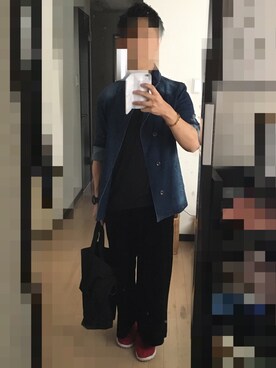 「G-SHOCK」｜「アイテム（デニムジャケット）」を使った、tyangeさん（メンズ・165cm）の秋コーディネート