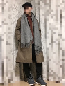 「足長効果」｜「アイテム（ステンカラーコート）」を使った、tyangeさん（メンズ・165cm）の秋コーディネート