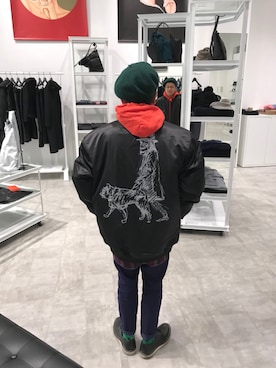 「Yohji Yamamoto（ヨウジヤマモト）のアイテム（ブルゾン）」を使った、とよだかずやさん（メンズ・162cm）の冬コーディネート