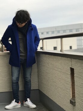 「Abercrombie&Fitch（アバークロンビーアンドフィッチ）のアイテム（ニット/セーター）」を使った、Sさん（メンズ・165cm）の冬コーディネート