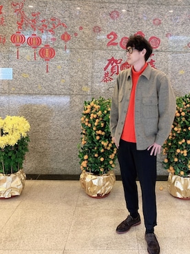 「UNIQLO（ユニクロ）のタートルネックT（長袖）（Tシャツ/カットソー）」を使った、Momotaro Sakamotoさん（メンズ・172cm）の冬コーディネート