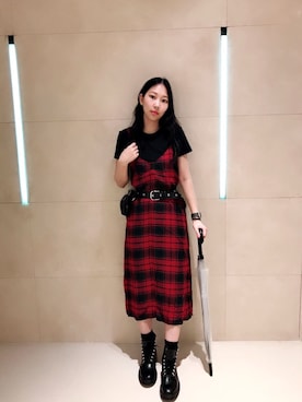「162cm」｜「アイテム（ジャンパースカート）」を使った、Joannaさん（レディース・162cm）の夏コーディネート