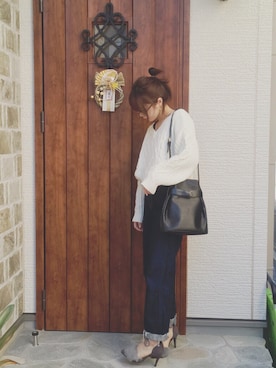 「＃デニム」｜「アイテム（パンプス）」を使った、mimitasさん（レディース・162cm）の冬コーディネート