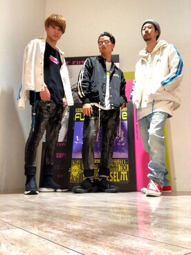 「DIESEL（ディーゼル）のアイテム（ナイロンジャケット）」を使った、モーシーさん（メンズ・179cm）の冬コーディネート