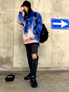 「DIESEL（ディーゼル）のアイテム（ハット）」を使った、モーシーさん（メンズ・179cm）の夏コーディネート
