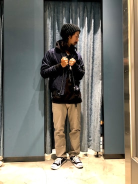 「DIESEL（ディーゼル）のアイテム（ブルゾン）」を使った、モーシーさん（メンズ・179cm）の秋コーディネート