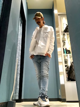 「DIESEL」｜「アイテム（キャップ）」を使った、モーシーさん（メンズ・179cm）の春コーディネート