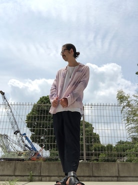 「DIESEL」｜「アイテム（サンダル）」を使った、モーシーさん（メンズ・179cm）の春コーディネート