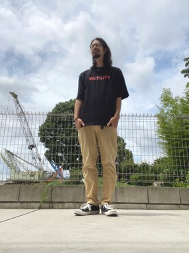 「Ray-Ban（レイバン）のRay-Ban / Wayfarer CLR（メガネ）」を使った、モーシーさん（メンズ・179cm）の夏コーディネート