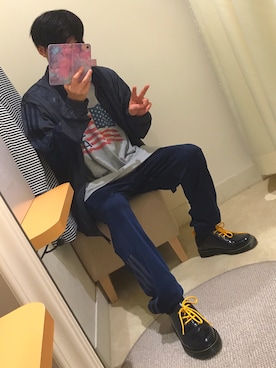 「アイテム（ジャージ）」を使った、HKさん（メンズ・165cm・10代）の秋コーディネート