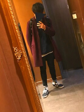 「トゥモローランド」｜「アイテム（チェスターコート）」を使った、ゆうたさん（メンズ・176cm）の冬コーディネート
