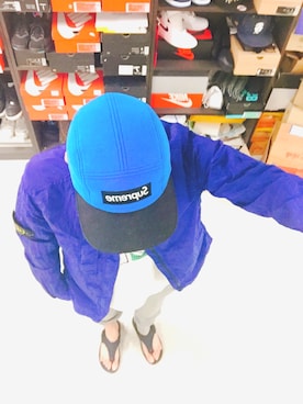 「NIKE」｜「アイテム（ビーチサンダル）」を使った、Hyoung Jin Leeさん（メンズ・174cm）の春コーディネート