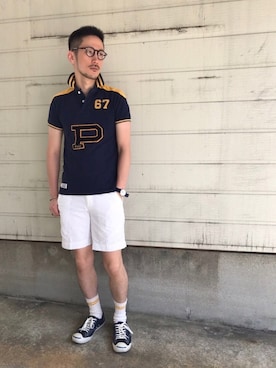 「MOSCOT（モスコット）のMoscot - Miltzen 眼鏡フレーム - unisex - アセテート - ワンサイズ（メガネ）」を使った、 $hinih$さん（メンズ・173cm）の夏コーディネート