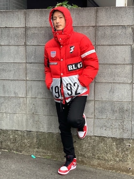 「Jordan」｜「アイテム（ダウンジャケット/コート）」を使った、 $hinih$さん（メンズ・173cm）の冬コーディネート