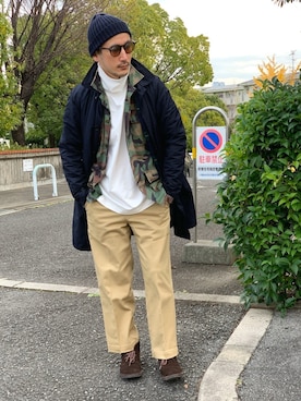 「UNIQLO（ユニクロ）のタートルネックT（長袖）（Tシャツ/カットソー）」を使った、 $hinih$さん（メンズ・173cm）の冬コーディネート