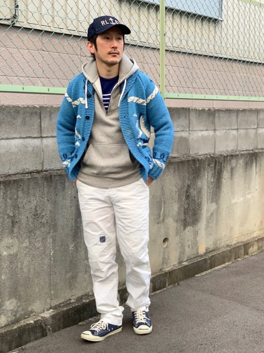 【人気のダブルアールエル】RRL グレー カーディガン L RRLのカーディガン/ボレロを使った人気ファッション