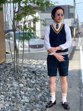 「ブラックウォッチ」｜「アイテム（アクセサリー）」を使った、 $hinih$さん（メンズ・173cm）の春コーディネート