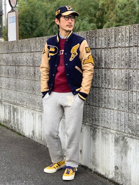 アイコニック レターマン ジャケットを使った人気ファッション