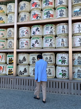 「AURALEE（オーラリー）のアイテム（スラックス）」を使った、かーりーさん（メンズ・170cm）の秋コーディネート