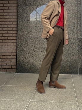 「JW Anderson（ジェイダブリューアンダーソン）のアイテム（スラックス）」を使った、かーりーさん（メンズ・170cm）の秋コーディネート