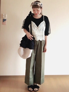 「MERLOT（メルロー）のアイテム（キャミソール）」を使った、M!!!ca♥︎さん（レディース・160cm）の夏コーディネート