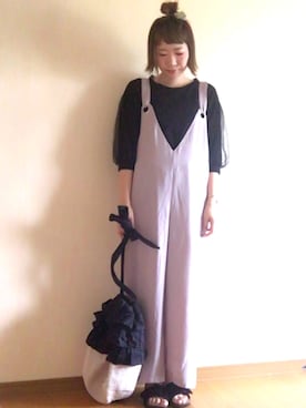 「VIS（ビス）のアイテム（オールインワン・サロペット）」を使った、M!!!ca♥︎さん（レディース・160cm）の夏コーディネート