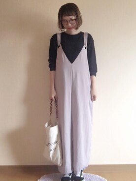 「VIS（ビス）のアイテム（オールインワン・サロペット）」を使った、M!!!ca♥︎さん（レディース・160cm）の秋コーディネート