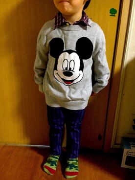 「アイテム（ソックス/靴下、グリーン系）」を使った、ようさん（キッズ・90cm）の冬コーディネート