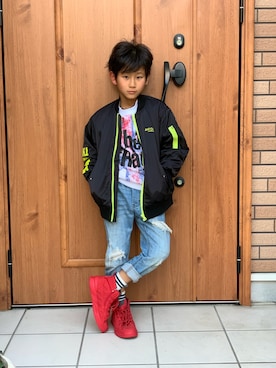 「RADCHAP（ラッドチャップ）のアイテム（ジャケット/アウター）」を使った、kairiさん（キッズ・125cm）の冬コーディネート