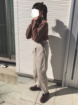 「RIP THE SWELL（リップザスウェル）のアイテム」を使った、ぽむちゃんこさん（レディース・154cm）の冬コーディネート